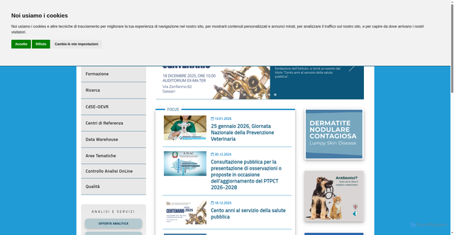 Security scan screenshot of https://www.izs-sardegna.it/