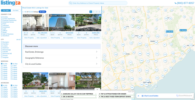 Security scan screenshot of https://listing.ca