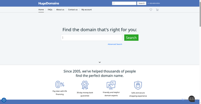 Security scan screenshot of https://www.hugedomains.com