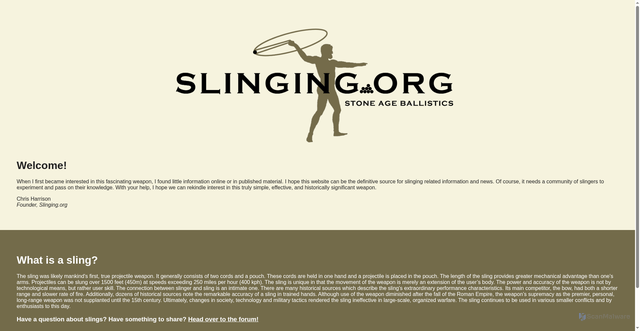 Security scan screenshot of https://www.slinging.org/