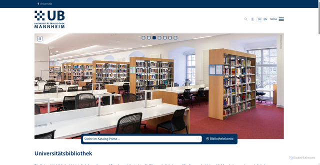 Security scan screenshot of https://bib.uni-mannheim.de