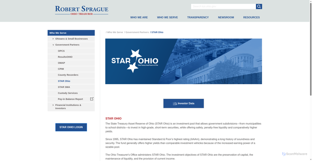 Security scan screenshot of https://tos.ohio.gov/star-ohio