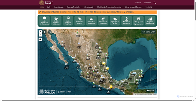 Security scan screenshot of https://smn.conagua.gob.mx/es/