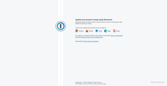 Security scan screenshot of https://niterragroup.1password.com
