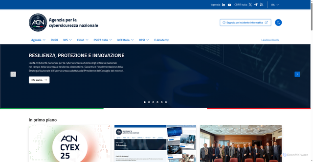 Security scan screenshot of https://www.acn.gov.it/portale/home