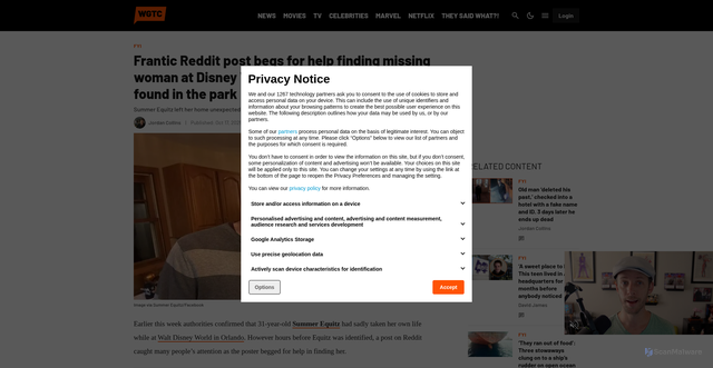 Security scan screenshot of https://wegotthiscovered.com/fyi/frantic-reddit-post-begs-for-help-finding-missing-woman-at-disney-world-hours-later-a-body-is-found-in-the-park/