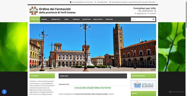 Security scan screenshot of https://www.ordinefarmacistiforlicesena.it/