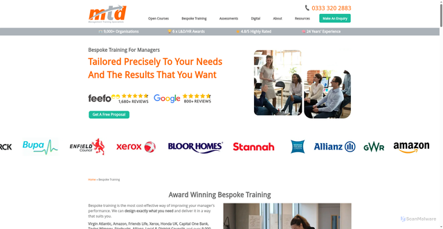 Security scan screenshot of https://www.mtdtraining.com/inhouse?utm_source=keap&utm_medium=email&utm_campaign=sig-customise-your-training