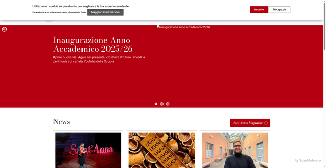 Security scan screenshot of https://www.santannapisa.it/it