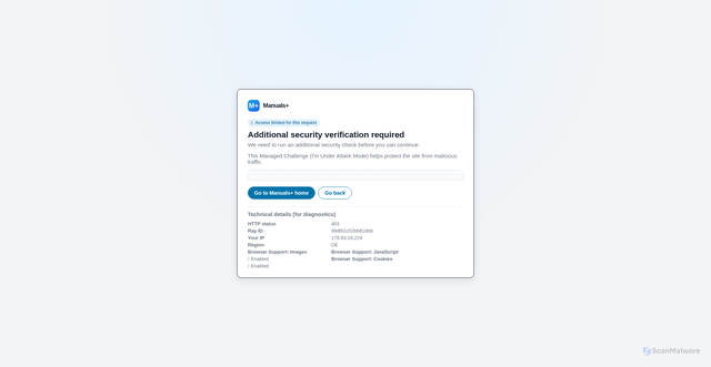 Security scan screenshot of https://manuals.plus/video/818e999b33864fdd3b66c4b24729c1ab8ca74a4a62e2f019aaa0d5ba216192a2