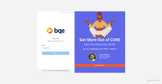 Security scan screenshot of https://bqecore.com