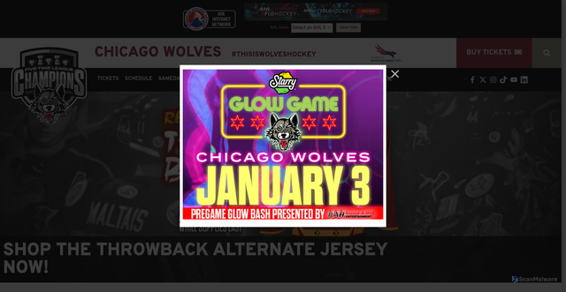 Security scan screenshot of https://www.chicagowolves.com/