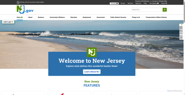 Security scan screenshot of https://www.nj.gov/