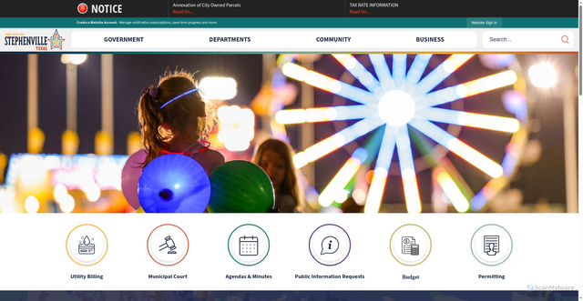 Security scan screenshot of https://www.stephenvilletx.gov/