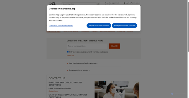 Security scan screenshot of https://www.mayo.edu/research/clinical-trials