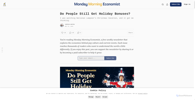 Security scan screenshot of https://www.mondayeconomist.com/p/christmas-vacation