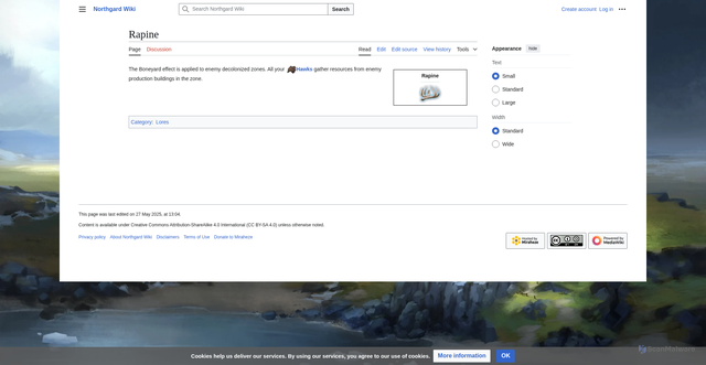 Security scan screenshot of https://northgard.wiki/Rapine