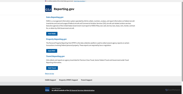 Security scan screenshot of https://www.reporting.gov/s/