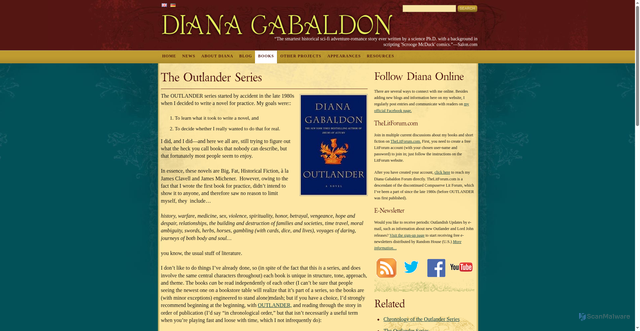 Security scan screenshot of https://dianagabaldon.com/books/outlander-series/