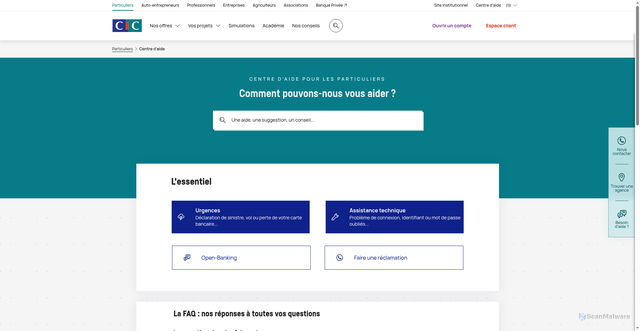 Security scan screenshot of https://www.cic.fr/fr/particuliers/centre-aide/comment-pouvons-nous-vous-aider.html