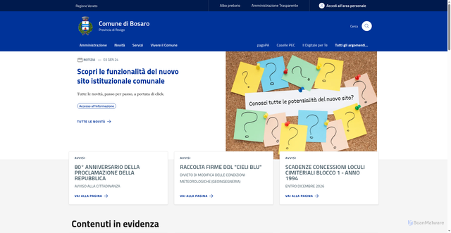 Security scan screenshot of https://www.comune.bosaro.ro.it