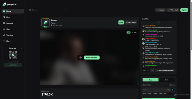 Security scan screenshot of https://pumpfunstreams.xyz/