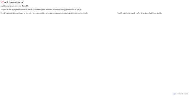 Security scan screenshot of matrimonio.com.co