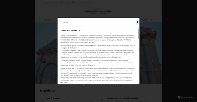 Security scan screenshot of https://www.odcec.rimini.it/
