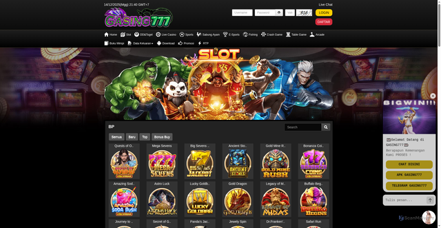 Security scan screenshot of https://gasinginibukanindex.lol/desktop/game/slot/bp