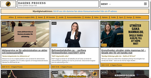 Security scan screenshot of https://dagensprocess.se/