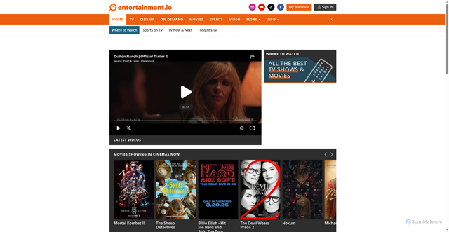 Security scan screenshot of https://entertainment.ie