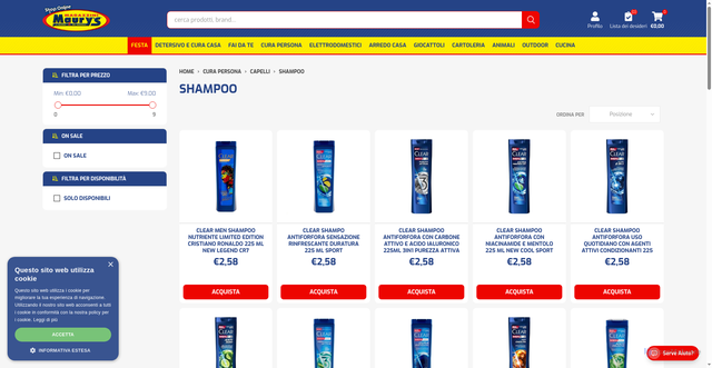 Security scan screenshot of https://maurysonline.it/shampoo