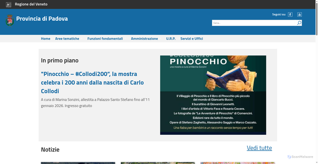 Security scan screenshot of https://www.provincia.padova.it/