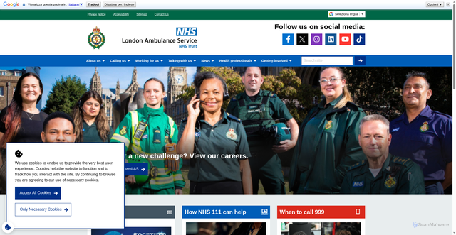 Security scan screenshot of https://www.londonambulance.nhs.uk/