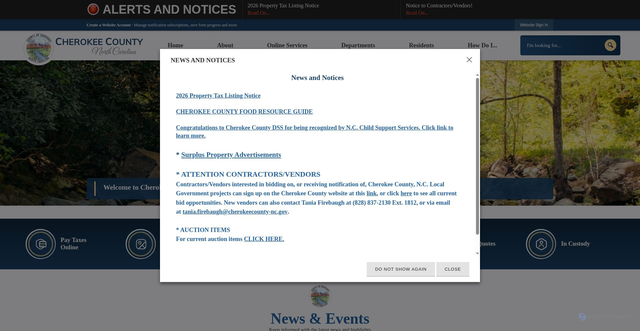 Security scan screenshot of https://www.cherokeecounty-nc.gov/
