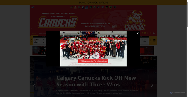 Security scan screenshot of https://www.calgarycanucks.ca/
