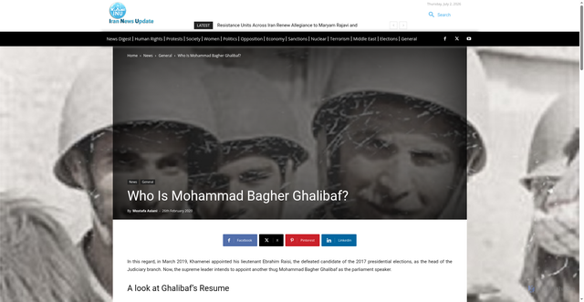 Security scan screenshot of https://irannewsupdate.com/news/general/who-is-mohammad-bagher-ghalibaf/