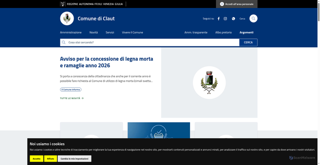 Security scan screenshot of https://www.comune.claut.pn.it