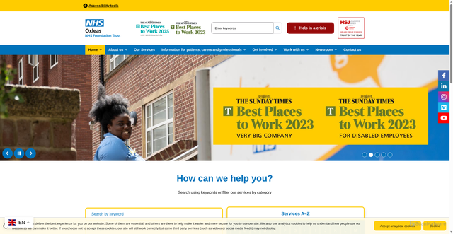 Security scan screenshot of https://oxleas.nhs.uk/