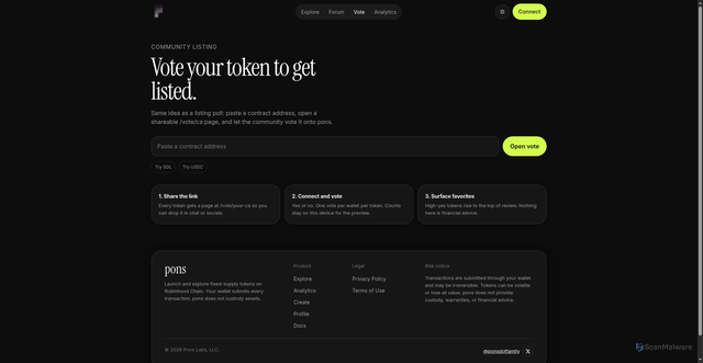 Security scan screenshot of https://pons-voting-h6.netlify.app