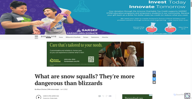 Security scan screenshot of https://saddlebagnotes.com/weather/article_e072cfc6-2098-5658-bf57-62a26efe4e04.html
