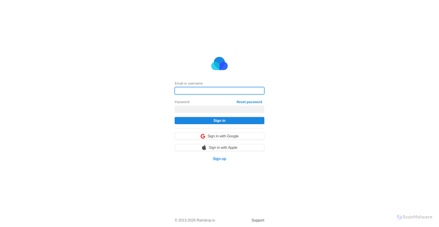 Security scan screenshot of https://app.raindrop.io