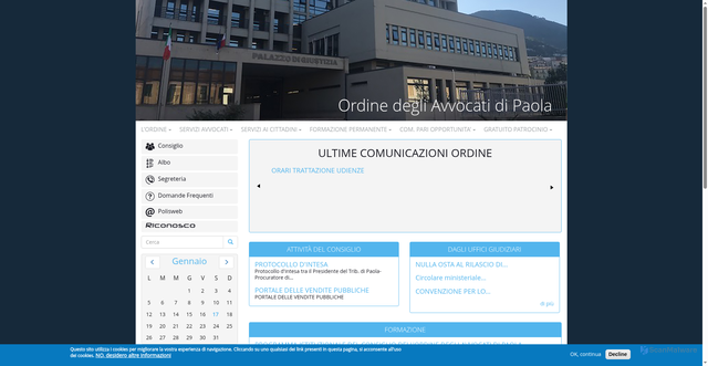 Security scan screenshot of https://www.ordineavvocati-paola.it/