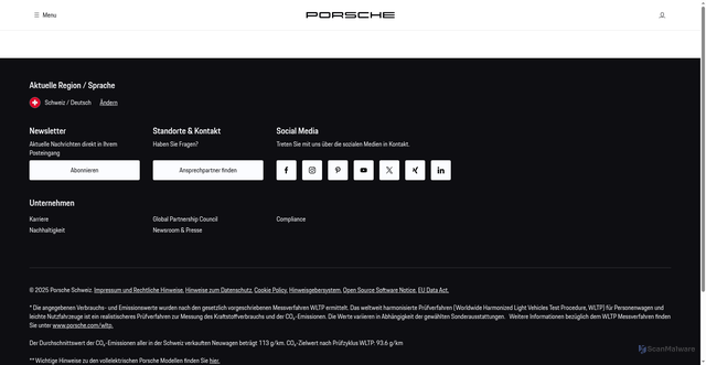 Security scan screenshot of https://prod.pcom.porsche.com