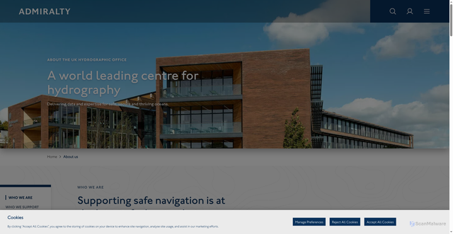 Security scan screenshot of https://www.admiralty.co.uk/about-us