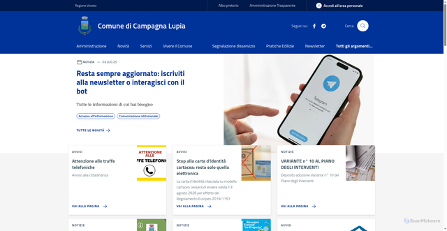 Security scan screenshot of https://www.comune.campagnalupia.ve.it/