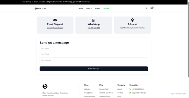 Security scan screenshot of https://beatonlifestyle.com/contact/
