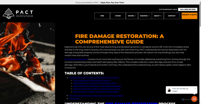 Security scan screenshot of https://www.pactkc.com/blog/fire-damage-restoration-a-comprehensive-guide