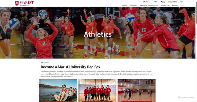 Security scan screenshot of https://www.marist.edu/athletics