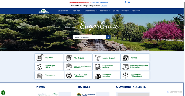 Security scan screenshot of https://sugargroveil.gov/